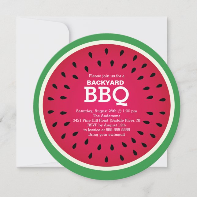 Convite para CHURRASCO Red Watermelon Summer (Frente)