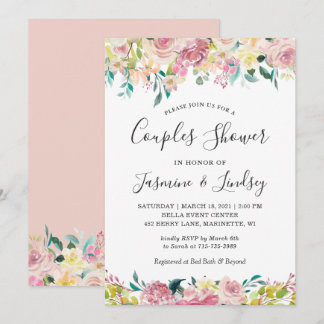 Convite para Chuveiro de Casais com Floral Pastel