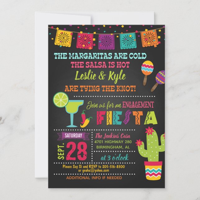 Convite para Chuveiro de Engajamento Fiesta (Frente)