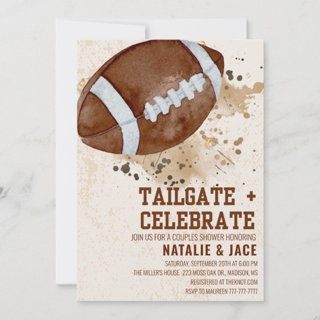 CONVITE PARA CHUVEIRO DE TAILGATE E CELEBRAÇÃO (Frente)