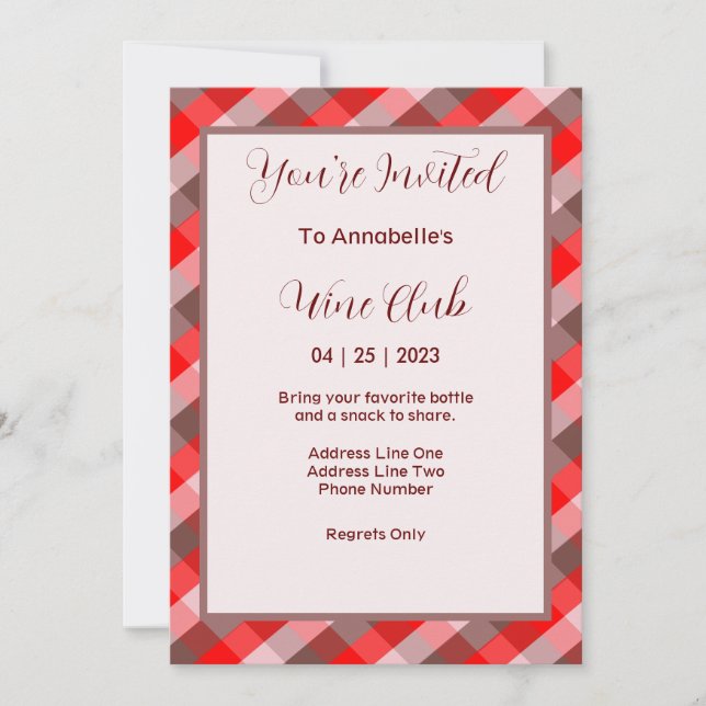 Convite para Clube de Vinho (Frente)