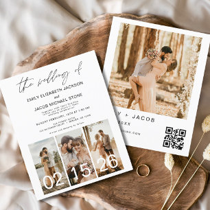 Convite para Código QR Minimalista de Casamento de