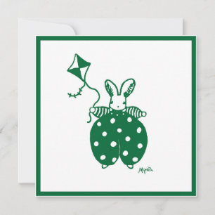 Convite para coelhinho de menino verde