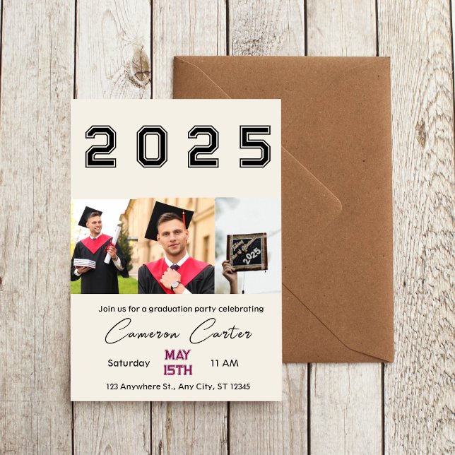 Convite para Colagem de Fotos de Ano de Graduação (Criador carregado)