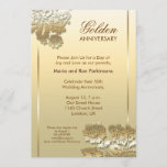 Convite para comemorações de 50 ouros<br><div class="desc">50 anos juntos convite para ouro aniversário com flores quicas e design de ouro de luxo</div>