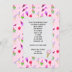 Convite para cones de Festa de aniversário de sorv