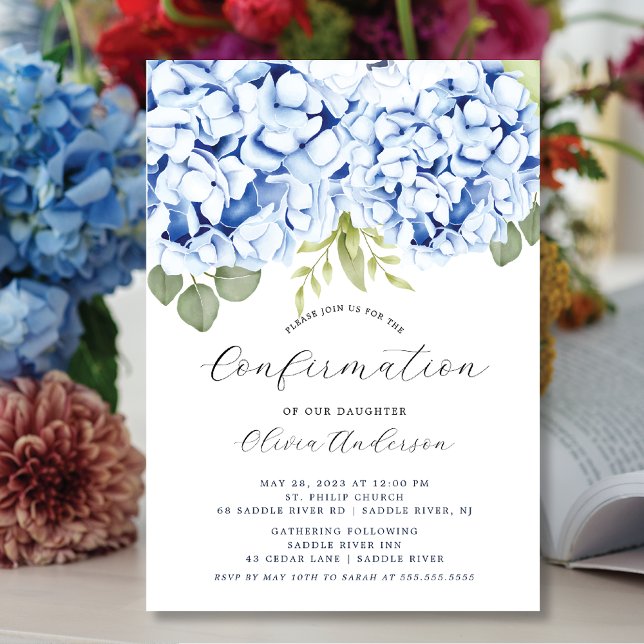 Convite para Conferência Elegante de Hydrangea Azu (Criador carregado)