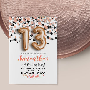 Convite para Confetti de Rosa de Aniversário de 1