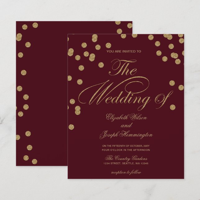 Convite para Confetti Glitter Glitter de Orçamento (Frente/Verso)