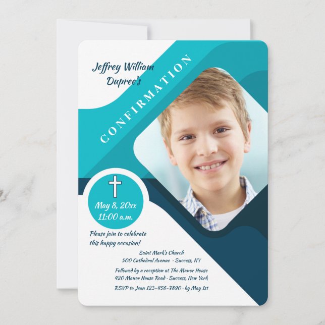 Convite para Confirmação de Foto de Bênção Moderna (Frente)