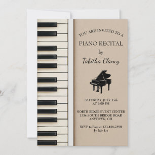 Convite para Considerando Piano com Design de Tecl