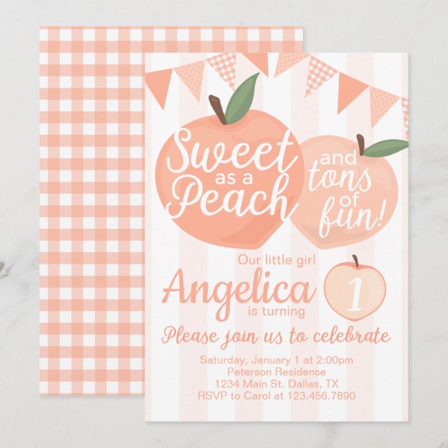 Convite para Convite de aniversário Georgia Peach (Frente/Verso)