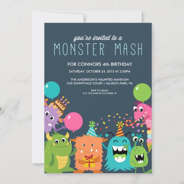 Convite para CONVITE DE FESTAS MONSTER MASH ANIVER (Frente)