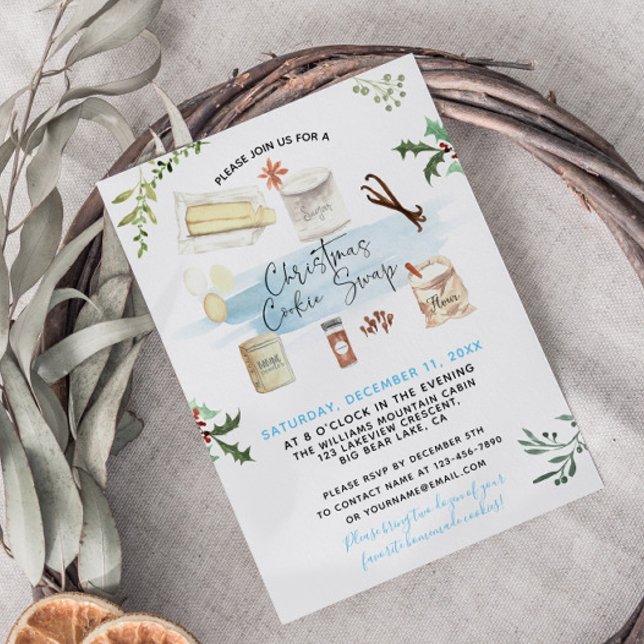 Convite para Cookies de Natal Trocar Cookies Homem (Host a sweet holiday gathering with this charming cookie swap invite! Festive fun and treats await!)