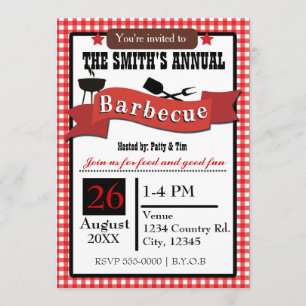 Convite para Cookout de Gingham CHURRASCO de Churr