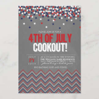 Convite para Cookout Moderno de 4 de julho