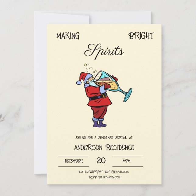 Convite para coquetéis de Natal de papais noeis (Frente)