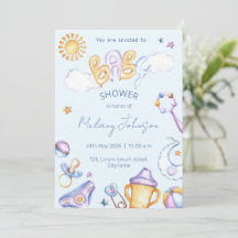 Convite para cor de água chá de fraldas