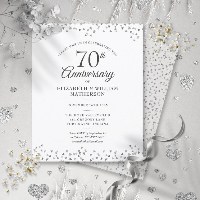 Convite para Corações do 70 de Orçamento (Budget 70th Anniversary Hearts Invitation)