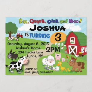Convite para crianças de animais Fazendas