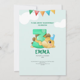 convite para crianças do 3º aniversário do dinossa