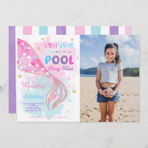 Convite Para Crianças Sereias E Piscinas Com Foto