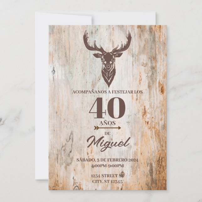 CONVITE PARA CUMPLEANOS DE HOMBRE TEMA CAZAR (Frente)