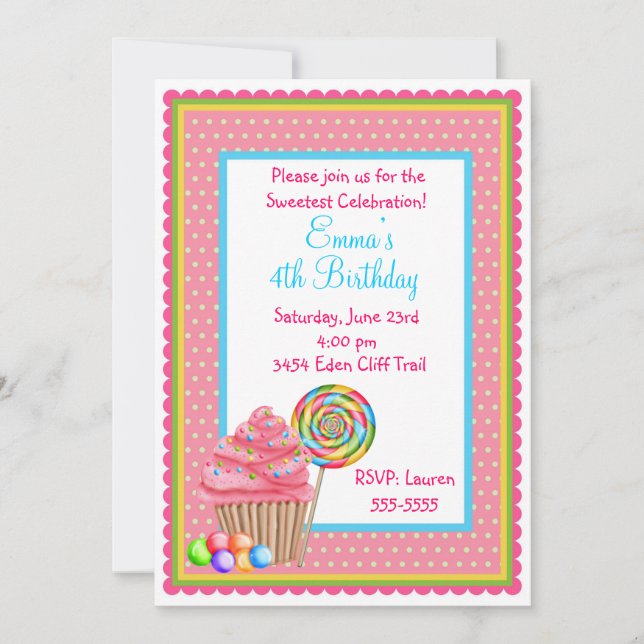 Convite para Cupcakes de doce (Frente)