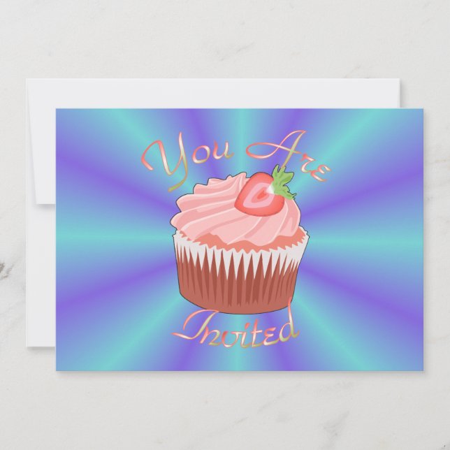 Convite para Cupcakes de morango (Frente)