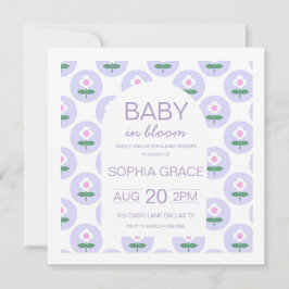 Convite para Daisy Flower Rosa Púrpura chá de fral