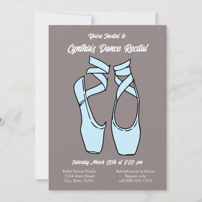 Convite para dança de Balé azul minimalista (Frente)