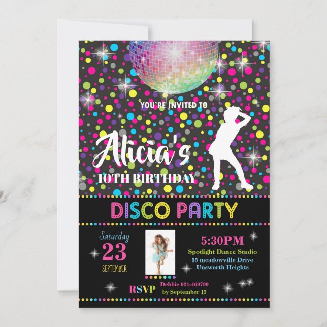 Convite para dança de Convite de festas Disco (Frente)