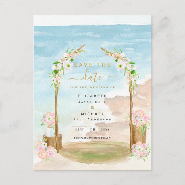 Convite para data de salvamento do destino costeir (Frente)