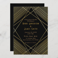 Convite para Deco de Vidro Moderno Elegante Dourad