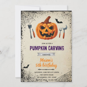 convite para decoração de abóbora de Halloween