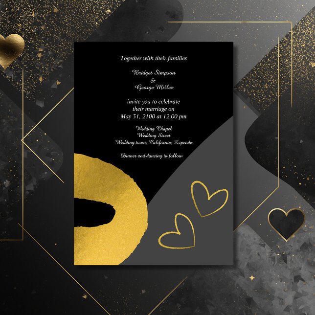 convite para decoração de casamento em ouro negro  (Criador carregado)