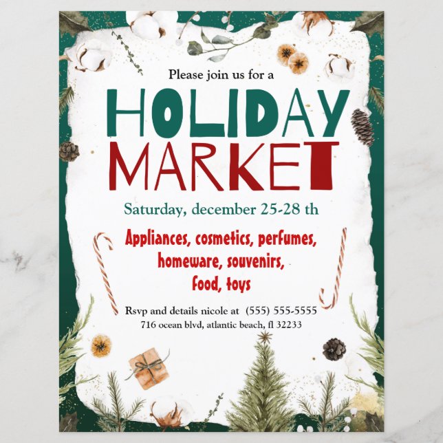 Convite para decorações de Natal no Mercado de Fér (Frente)