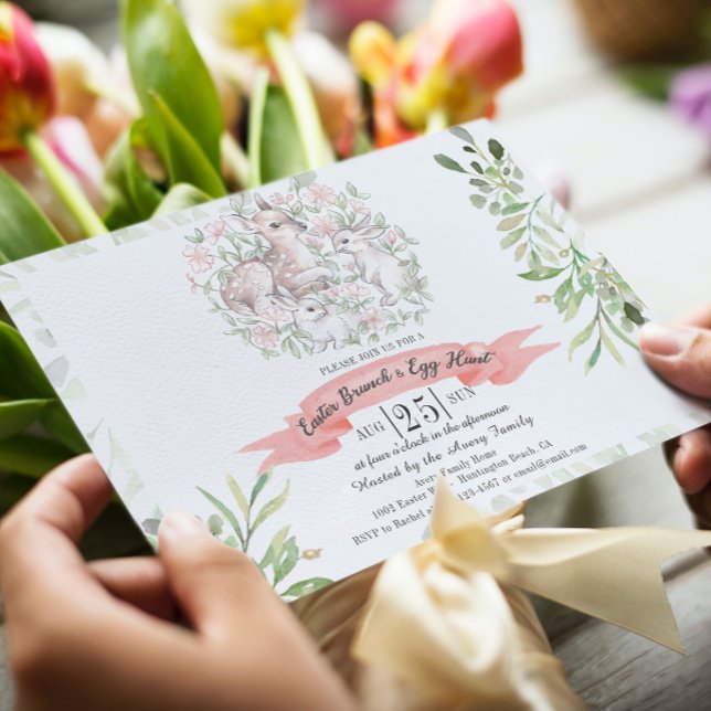 Convite para Deer Bunny de páscoa Brunch e Ovo (Criador carregado)
