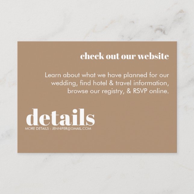 Convite para Detalhes de Casamento Mínimo (Frente)