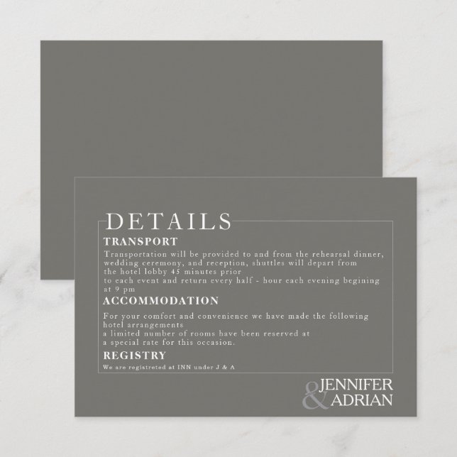 Convite para Detalhes de Casamento Mínimo (Frente/Verso)