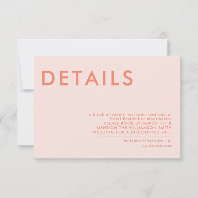 Convite para Detalhes de Casamento Mínimo (Frente)