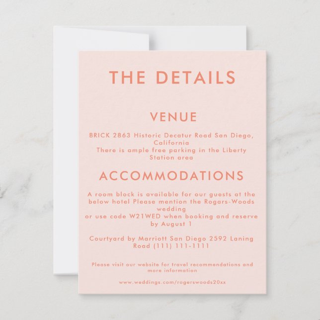 Convite para Detalhes do Casamento Teal Mínimo (Frente)