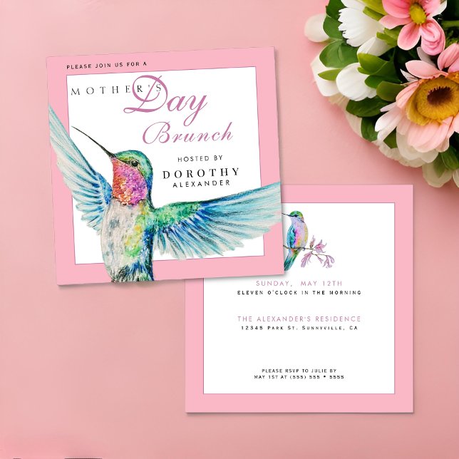 Convite para Dia de as mães Clássico de Hummingbir (Criador carregado)