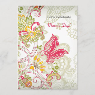 Convite para Dia de as mães de correção de borbole