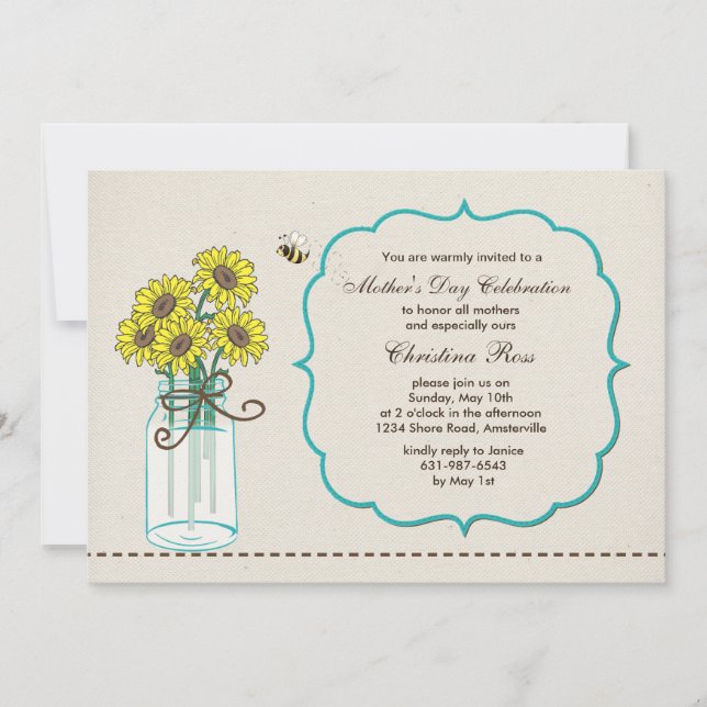 Convite para Dia de as mães de Esquema de Jar Maso (Frente)