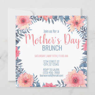 Convite para Dia de as mães Floral Brunch
