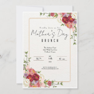 Convite para Dia de as mães Floral Elegante Brunch