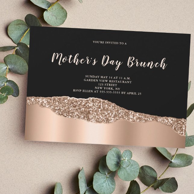 Convite para Dia de as mães Glitter Dourado para r (Criador carregado)