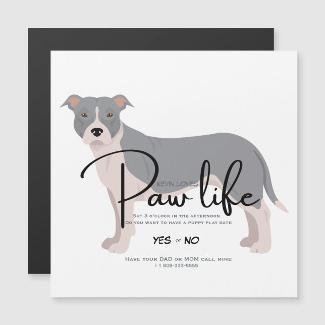 Convite para dia de brincadeira do pit bull (Frente/Verso)