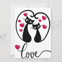 Convite para Dia de os namorados de Casal de Gato